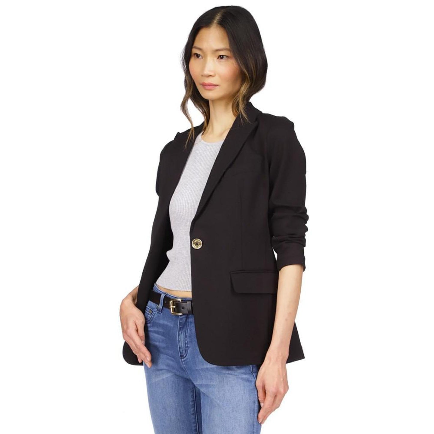 Women's Knit One-Button Blazer, Regular & Petite