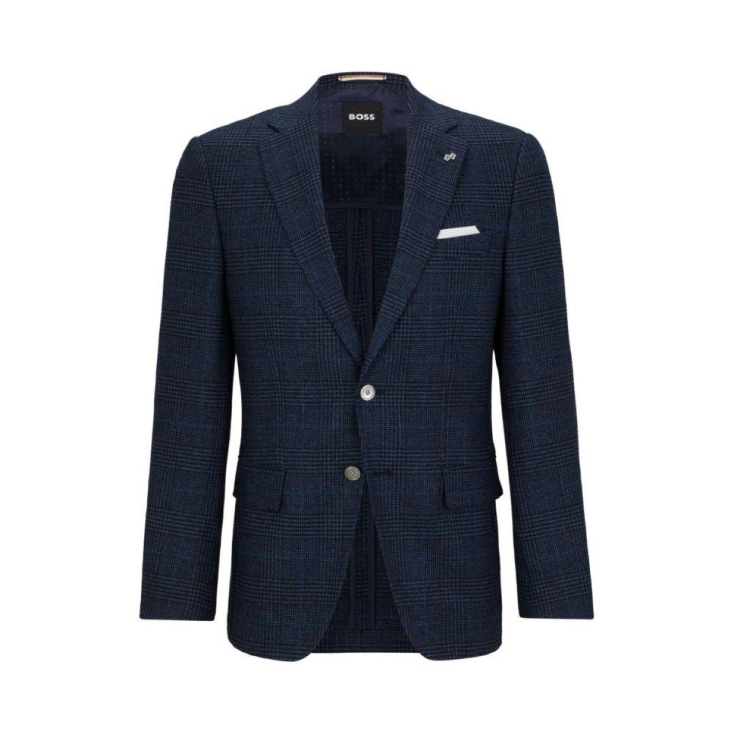 Slim-fit jacket in a checked stretch-wool blend