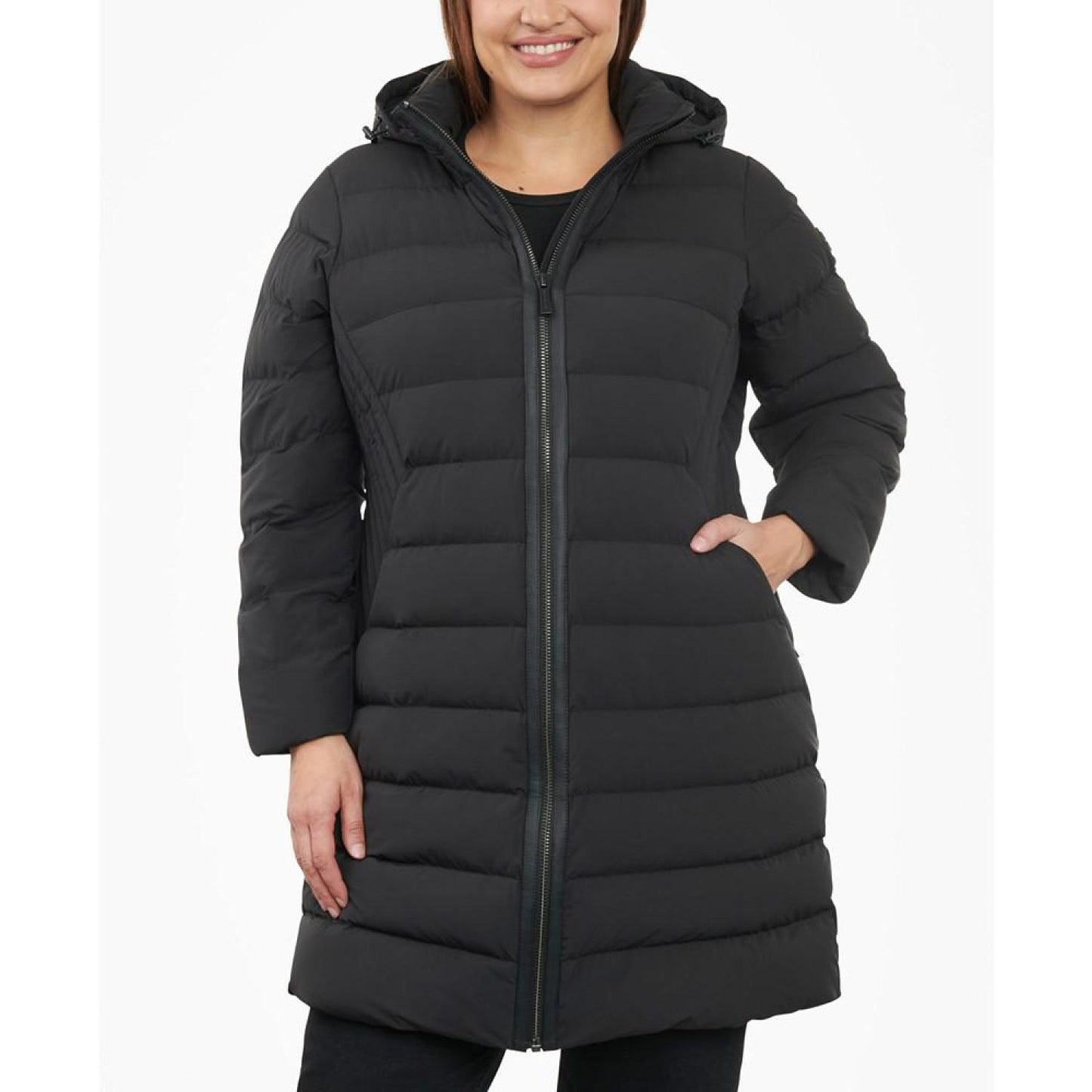 Women's Plus Size Hooded Faux-Leather-Trim Puffer Coat