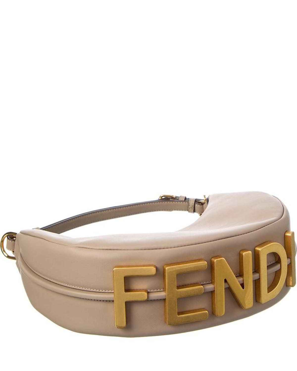 FENDI Fendigraphy Small Leather Hobo Bag