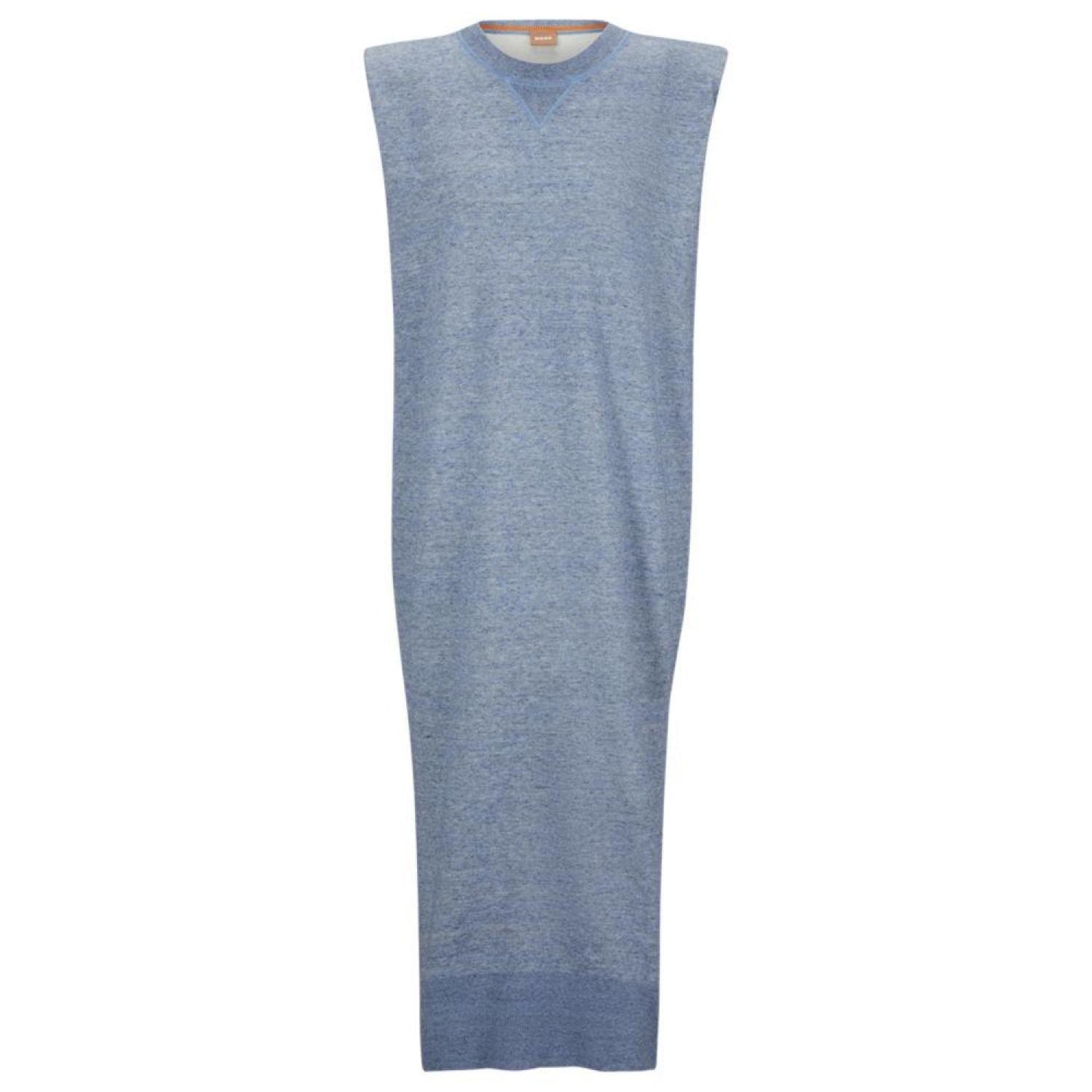 Sleeveless knitted sweatshirt-style dress in melange fabric