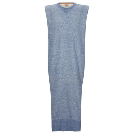 Sleeveless knitted sweatshirt-style dress in melange fabric