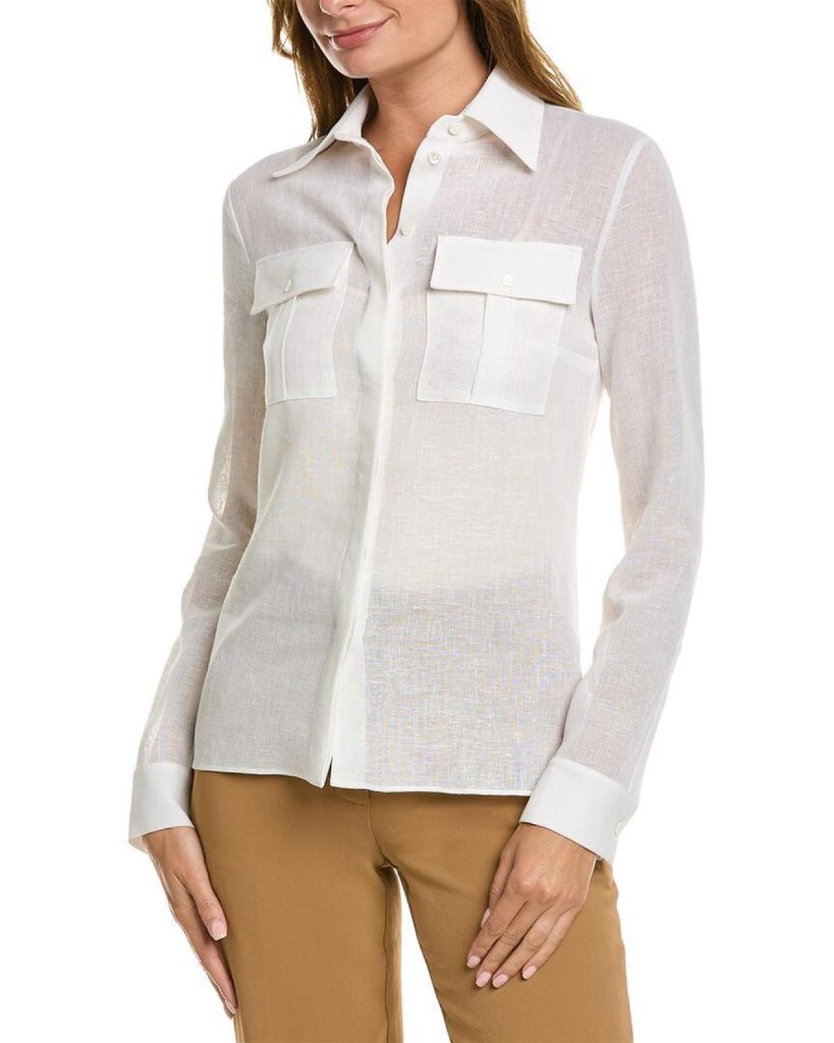 Michael Kors Gauze Linen Cargo Shirt