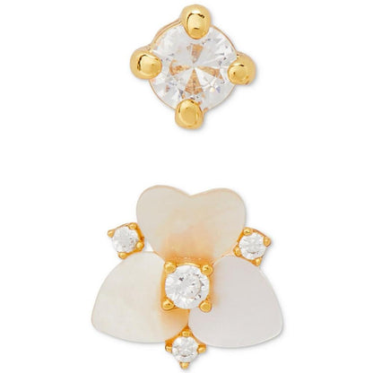 Gold-Tone 2-Pc. Set Crystal & Mother-of-Pearl Pansy Stud Earrings