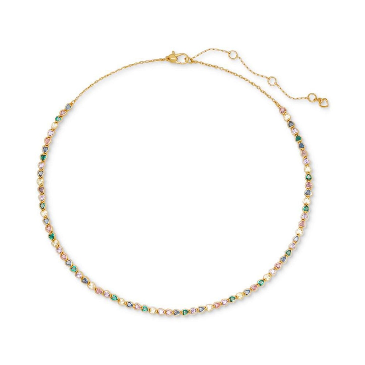 Gold-Tone Sweetheart Delicate Tennis Necklace, 16" + 3" extender