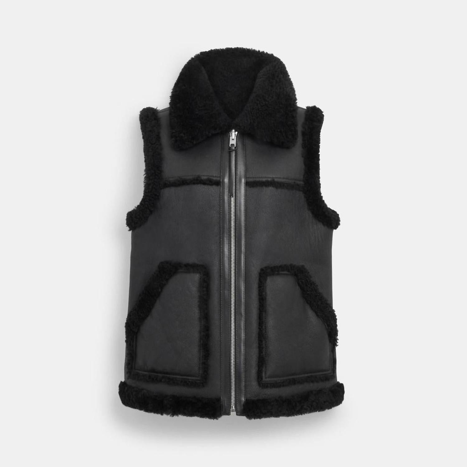 Coach clearance shearling vest