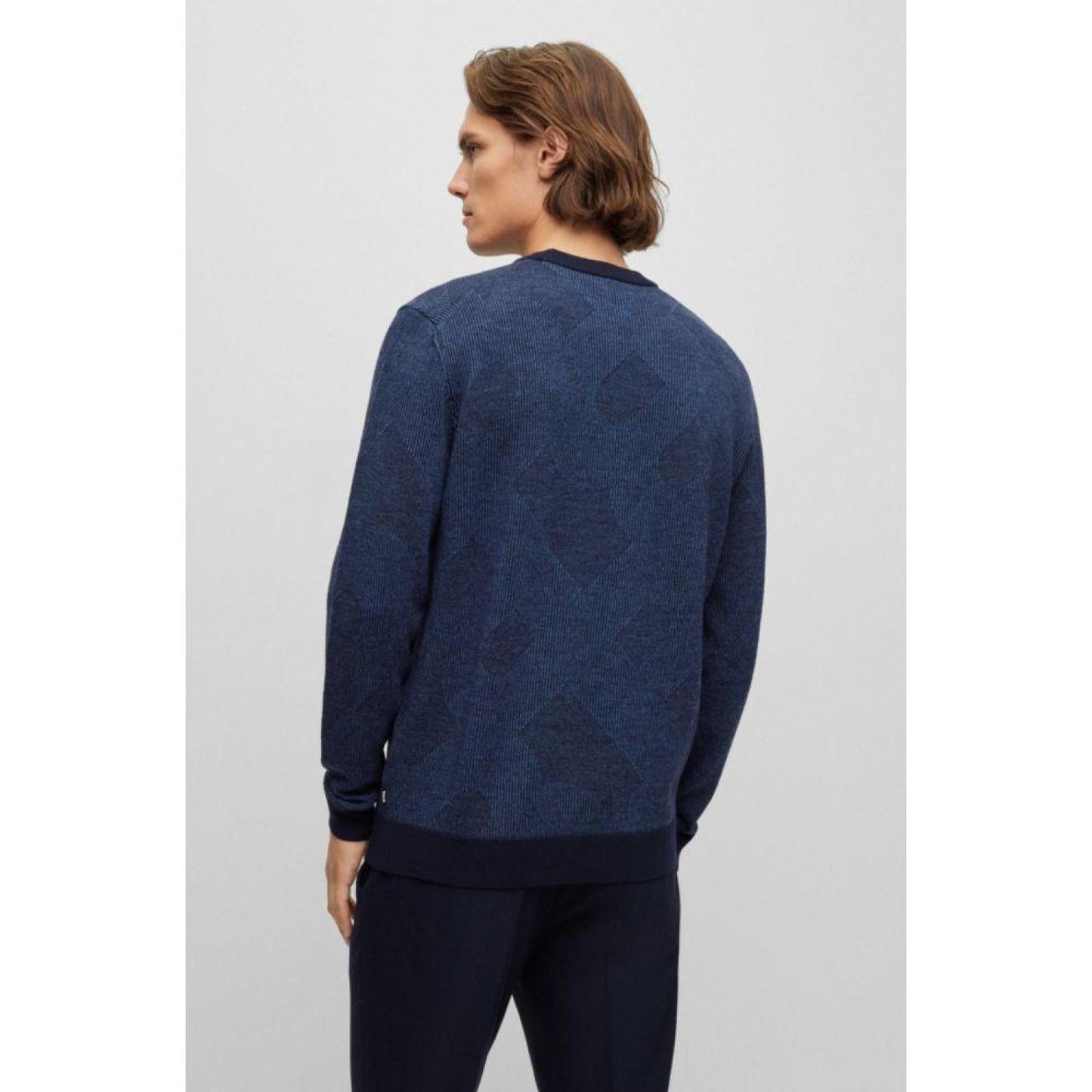 Virgin-wool sweater with two-tone monogram jacquard