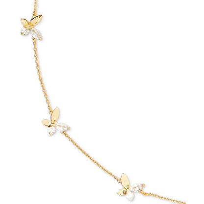 Gold-Tone Crystal Social Butterfly Station Necklace, 17" + 3" extender