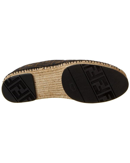 FENDI FF Leather-Trim Espadrille