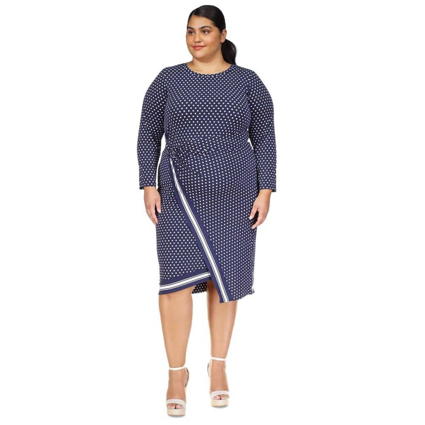 Plus Size Polka-Dot Midi Dress