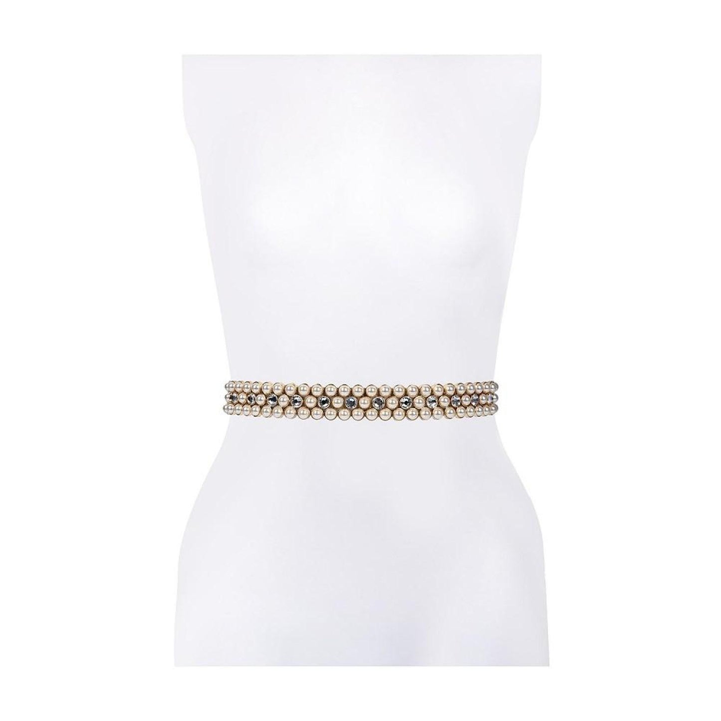 Women's Imitation Pearl Bridal Satin Bow Belt