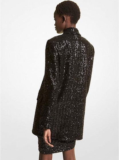 Sequined Double Crepe Sablé Boyfriend Blazer