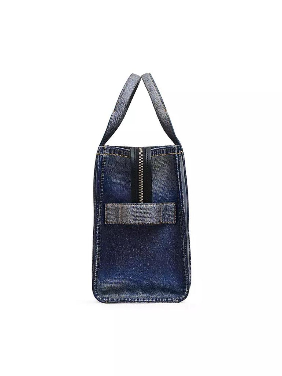 The Medium Denim-Printed Leather Tote Bag