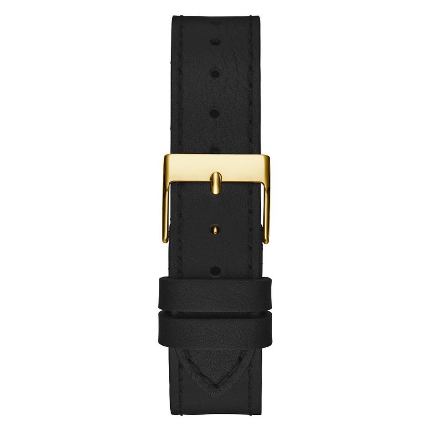 Women's Gold-Tone Glitz Black Genuine Leather Strap Watch, 34mm