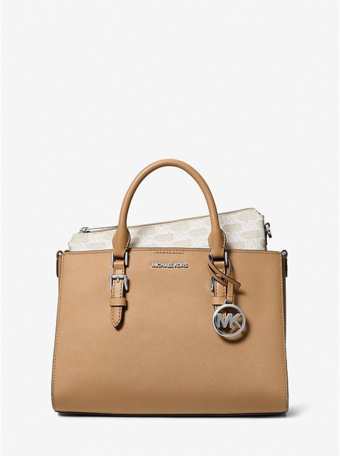 Charlotte Medium 2-in-1 Saffiano Leather and Logo Tote Bag