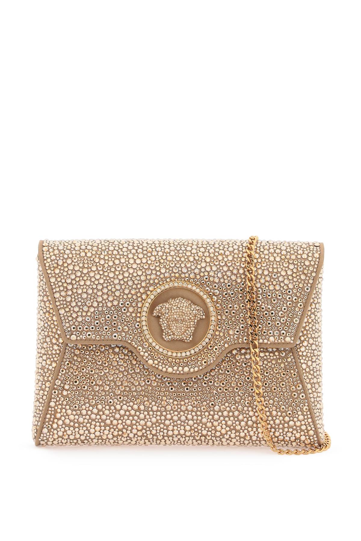 Versace la medusa envelope clutch with crystals