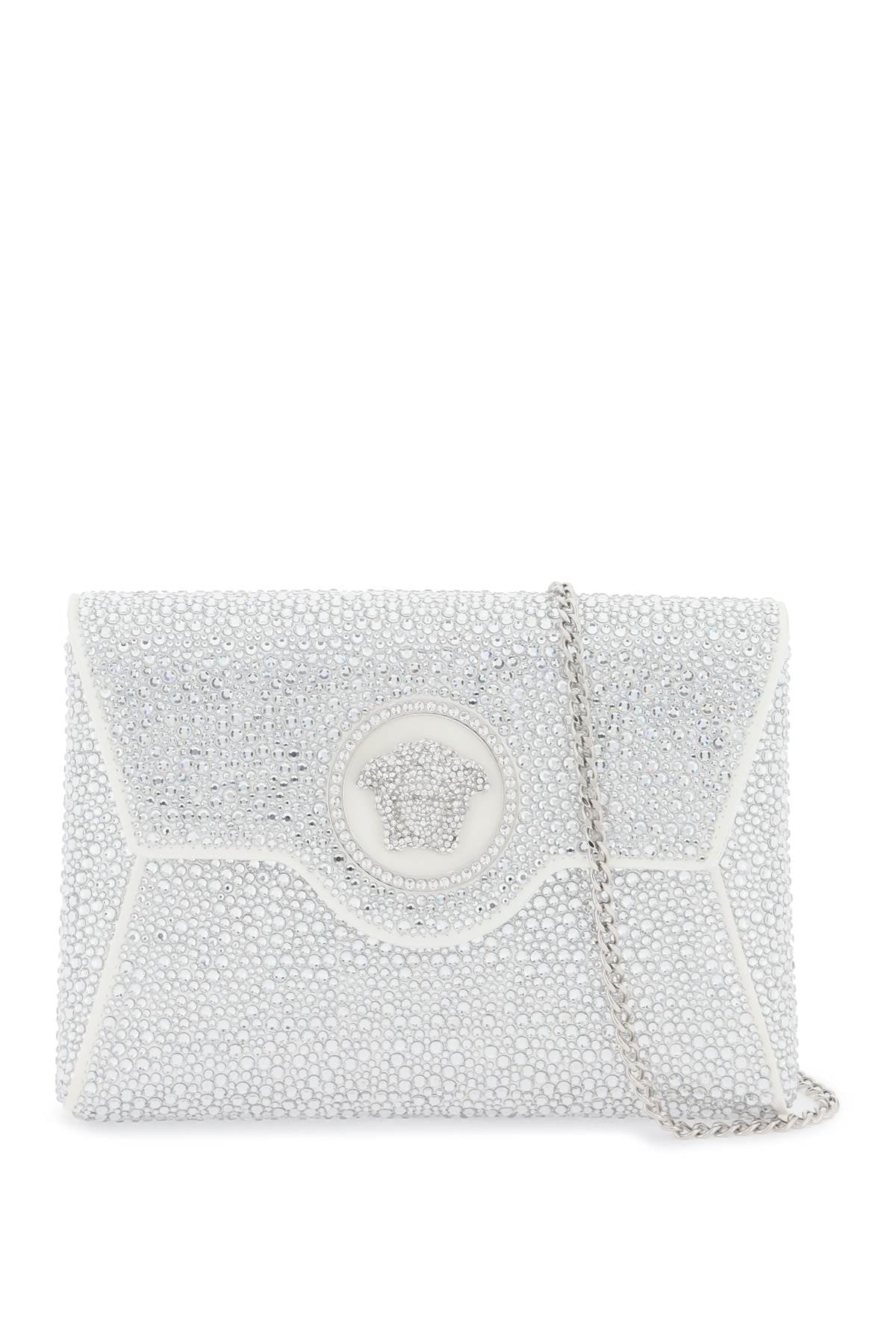 Versace la medusa envelope clutch with crystals