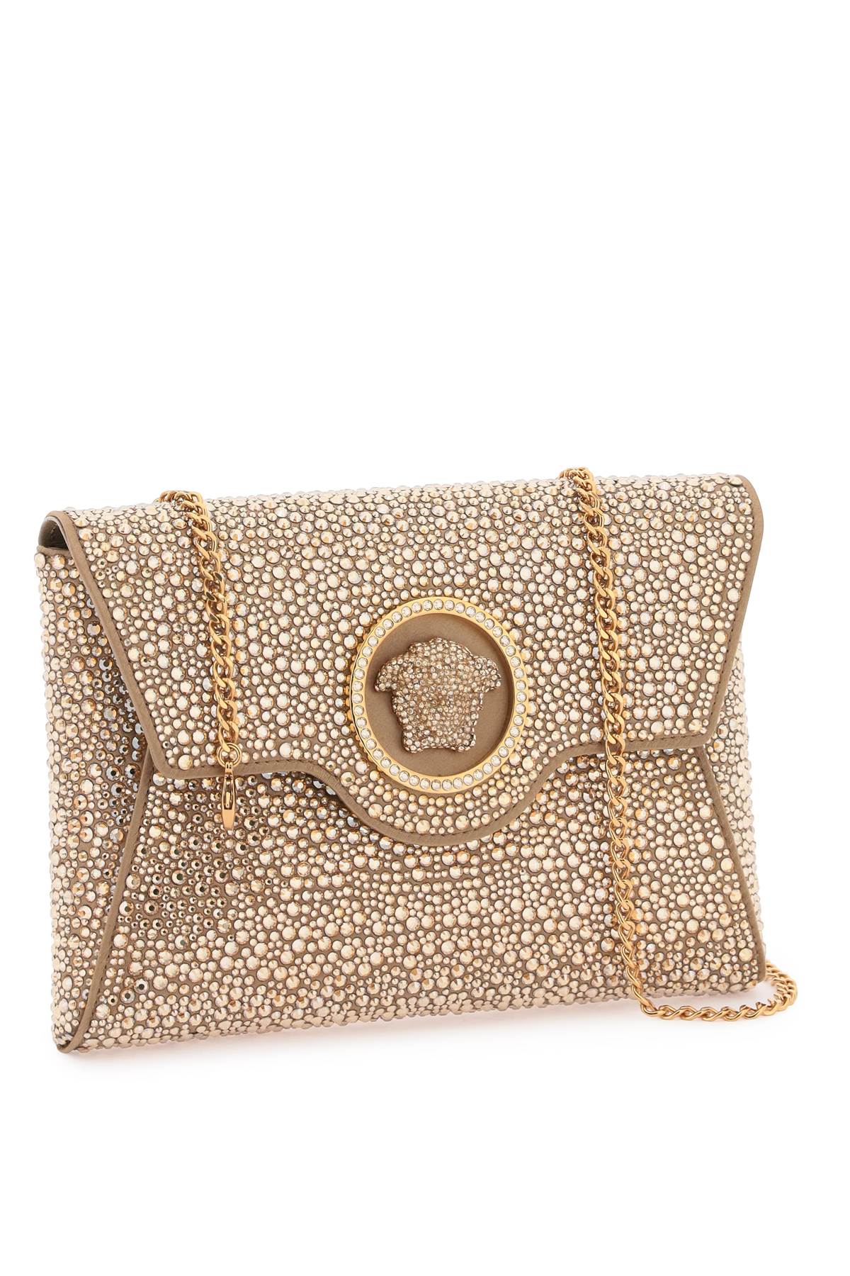 Versace la medusa envelope clutch with crystals