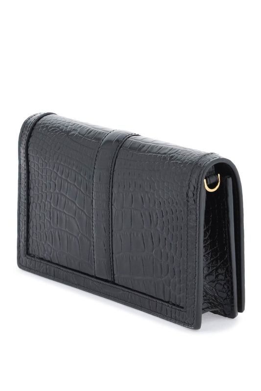 Versace croco-embossed leather greca goddes crossbody bag