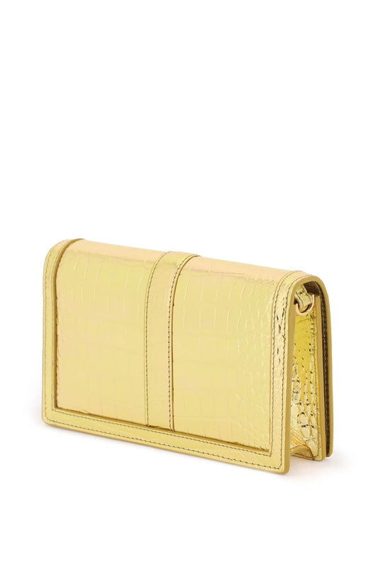 Versace croco-embossed leather greca goddes crossbody bag