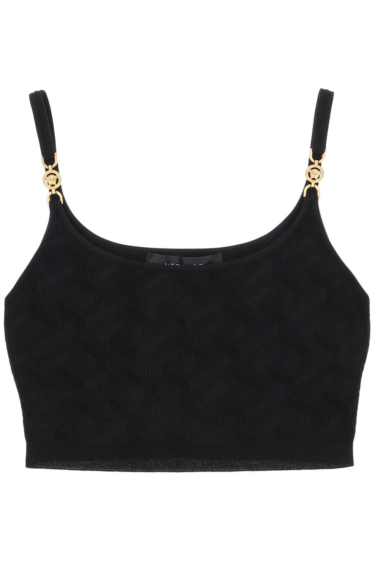 Versace 'la greca' knitted cropped top