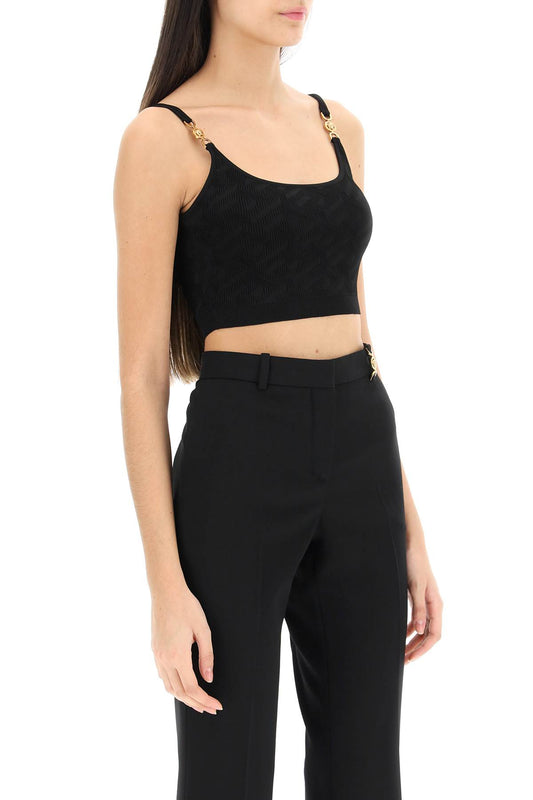 Versace 'la greca' knitted cropped top