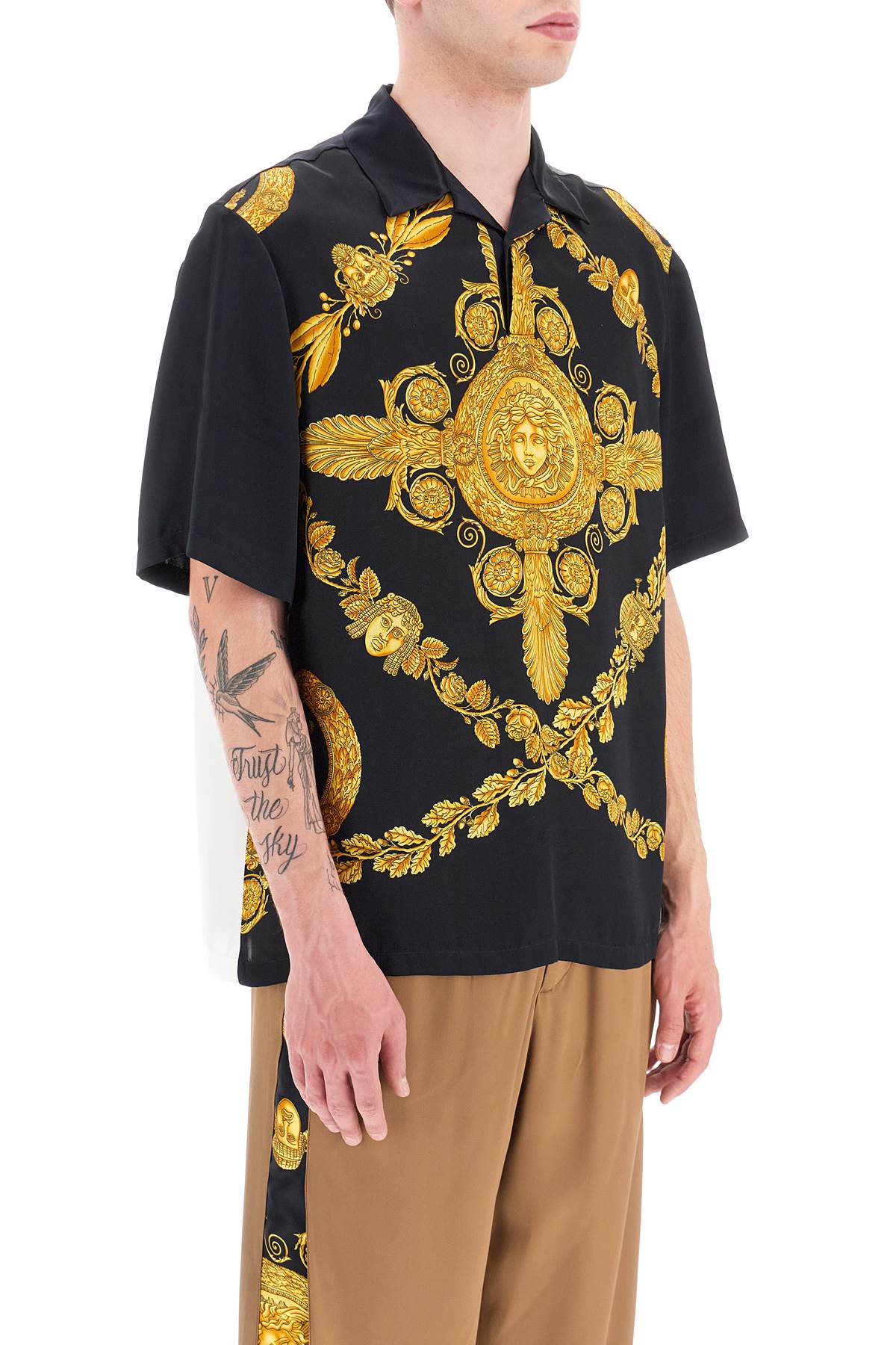 Versace mascher baroque satin polo shirt