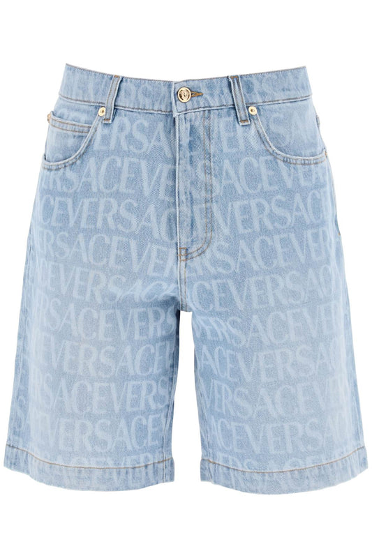 Versace allover versace denim shorts