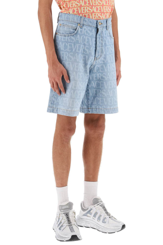 Versace allover versace denim shorts