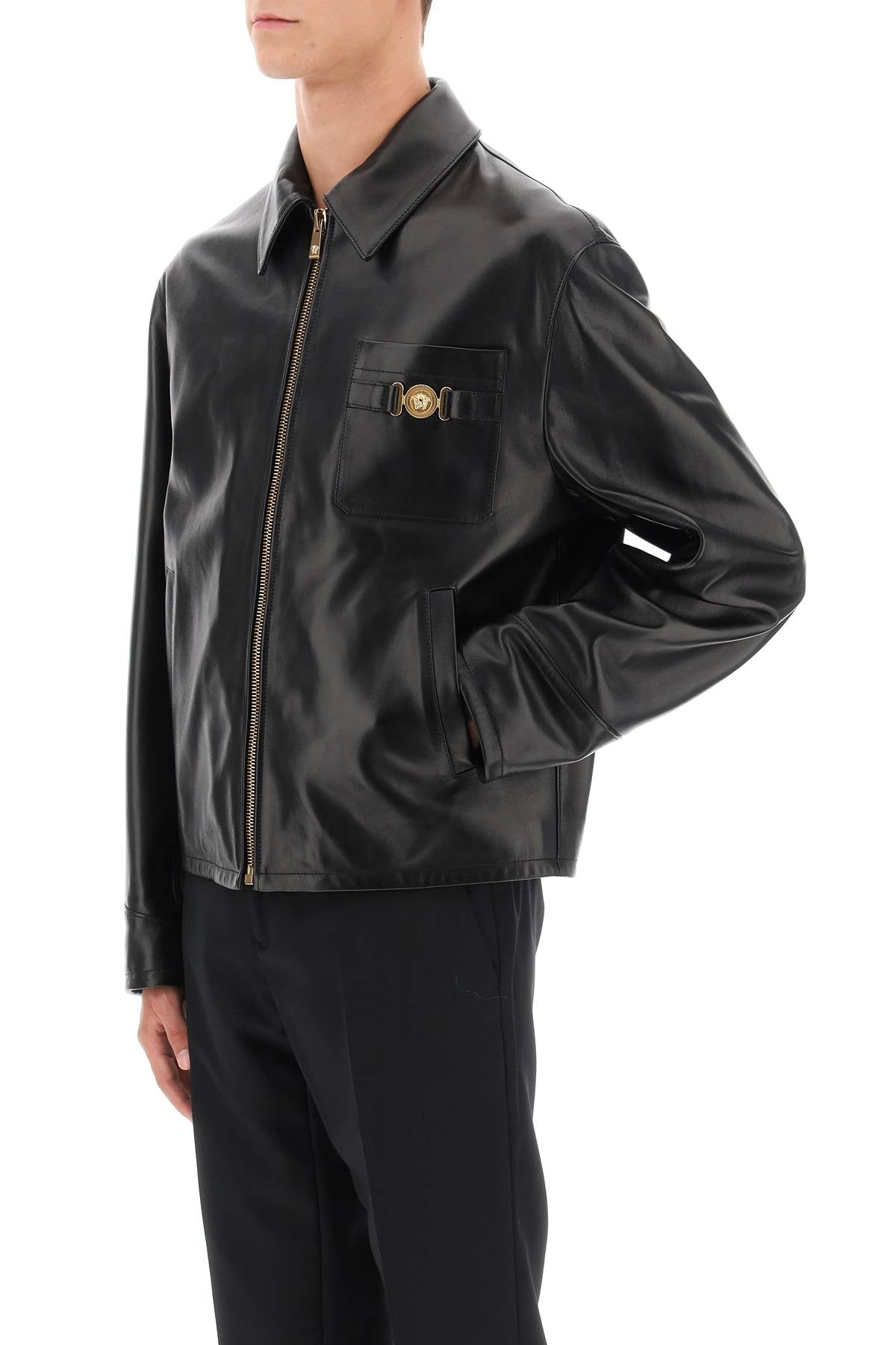 Versace leather blouse jacket