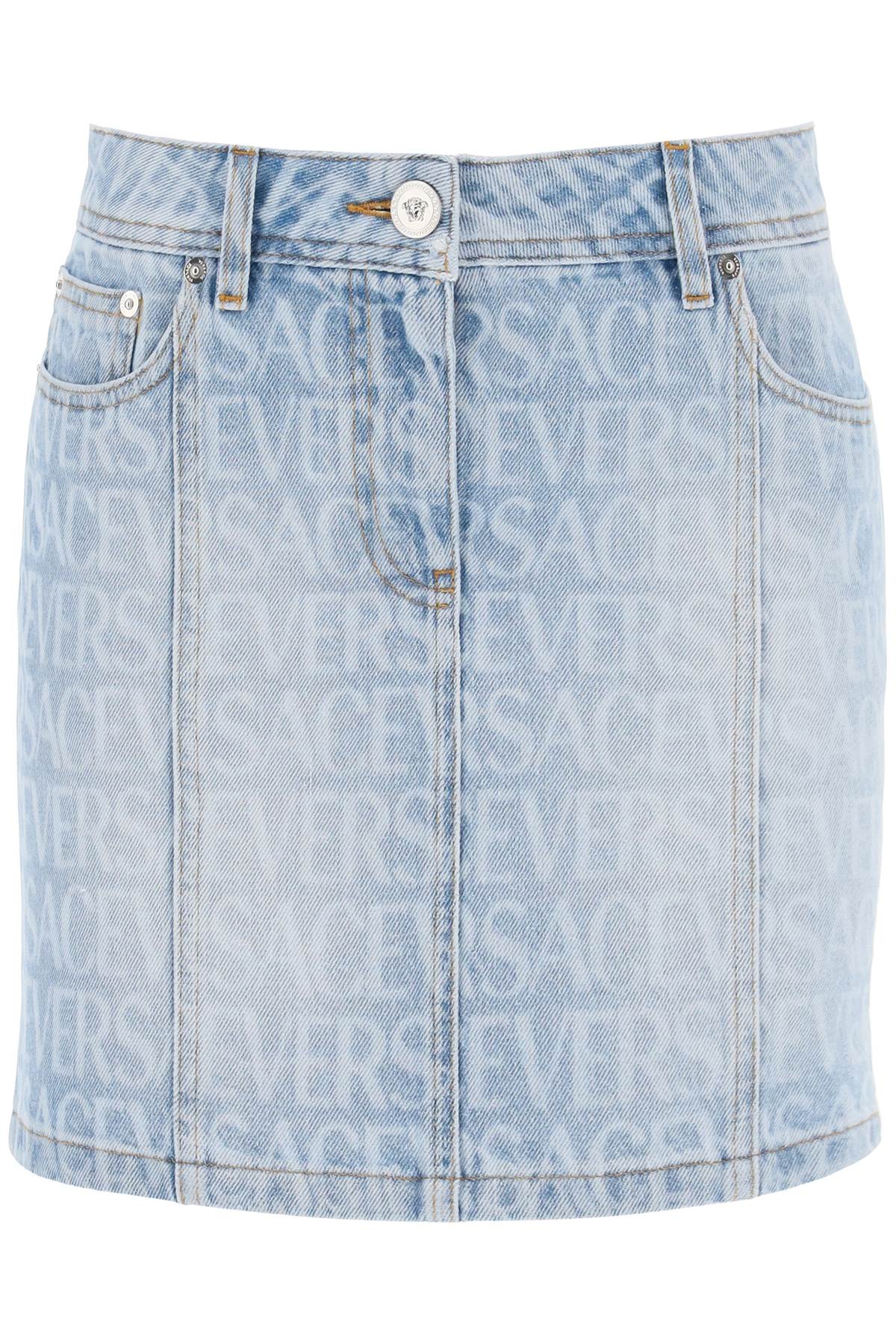 Versace monogram denim mini skirt