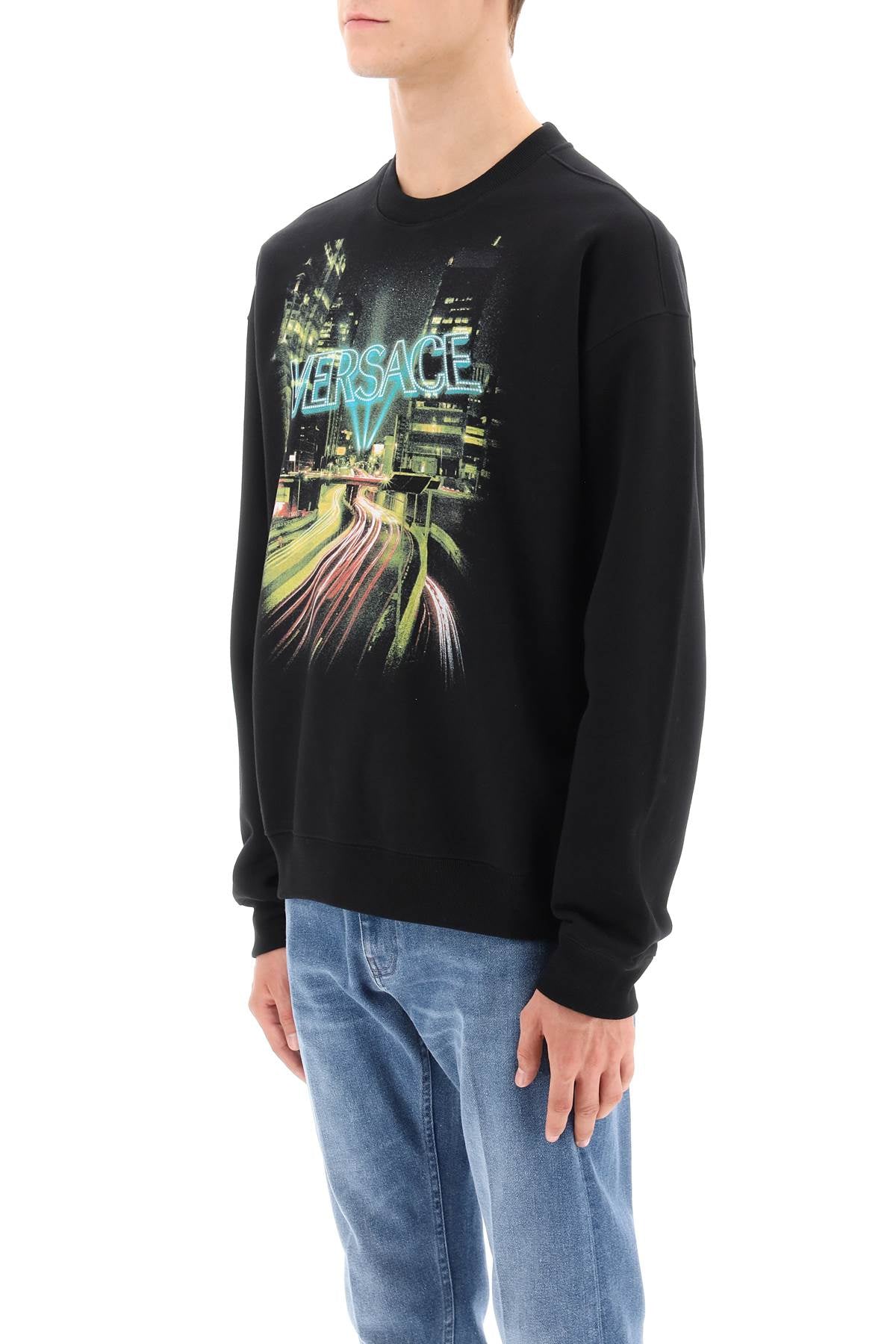 Versace crew-neck sweatshirt with city lights print