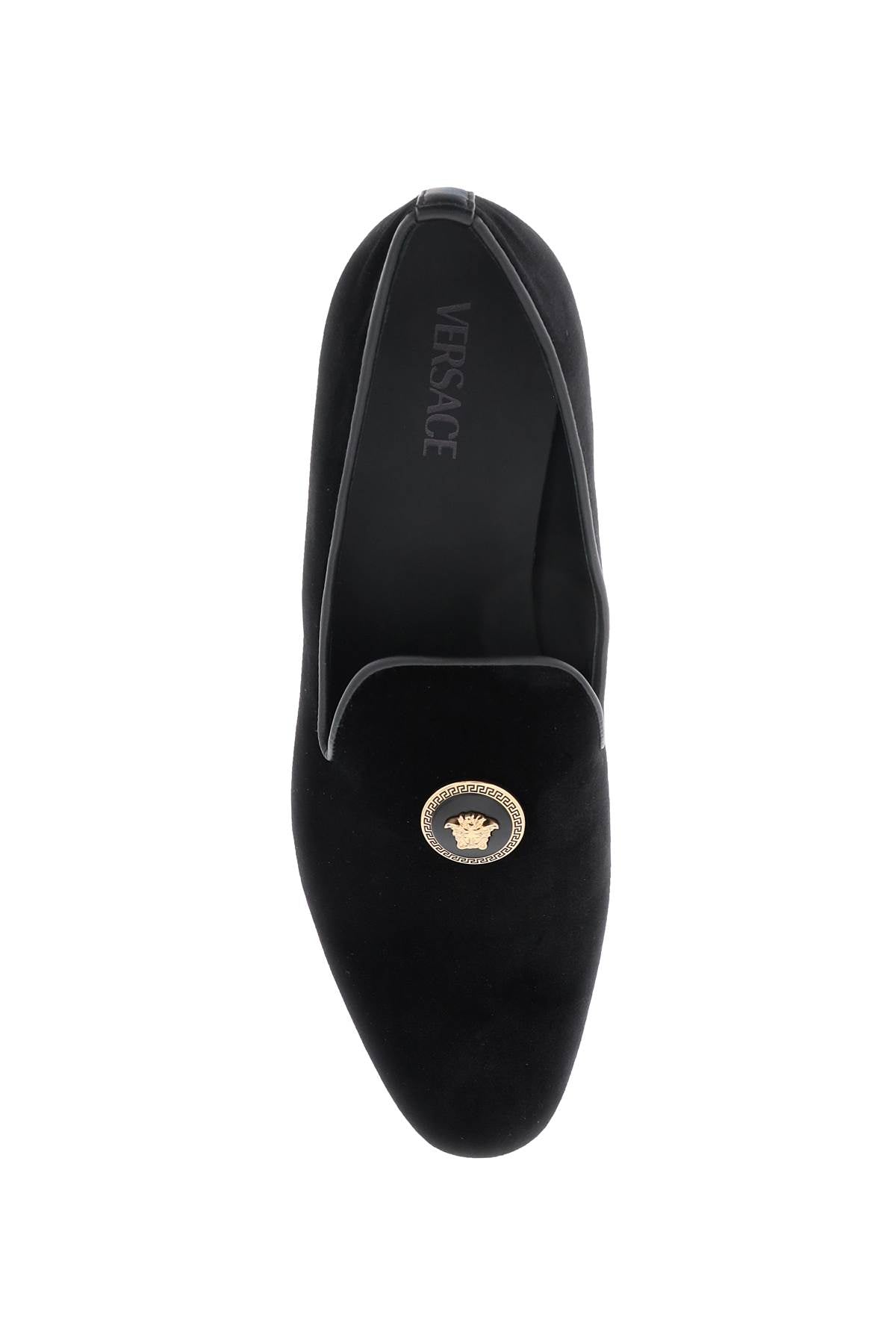 Versace velvet medusa loafers