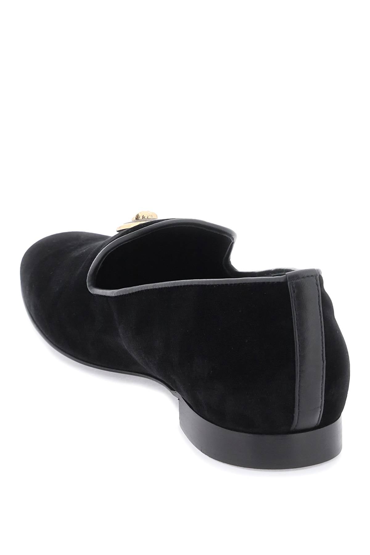 Versace velvet medusa loafers