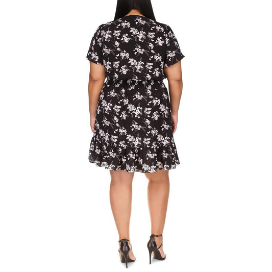 Plus Size Floral-Print Faux-Wrap Dress