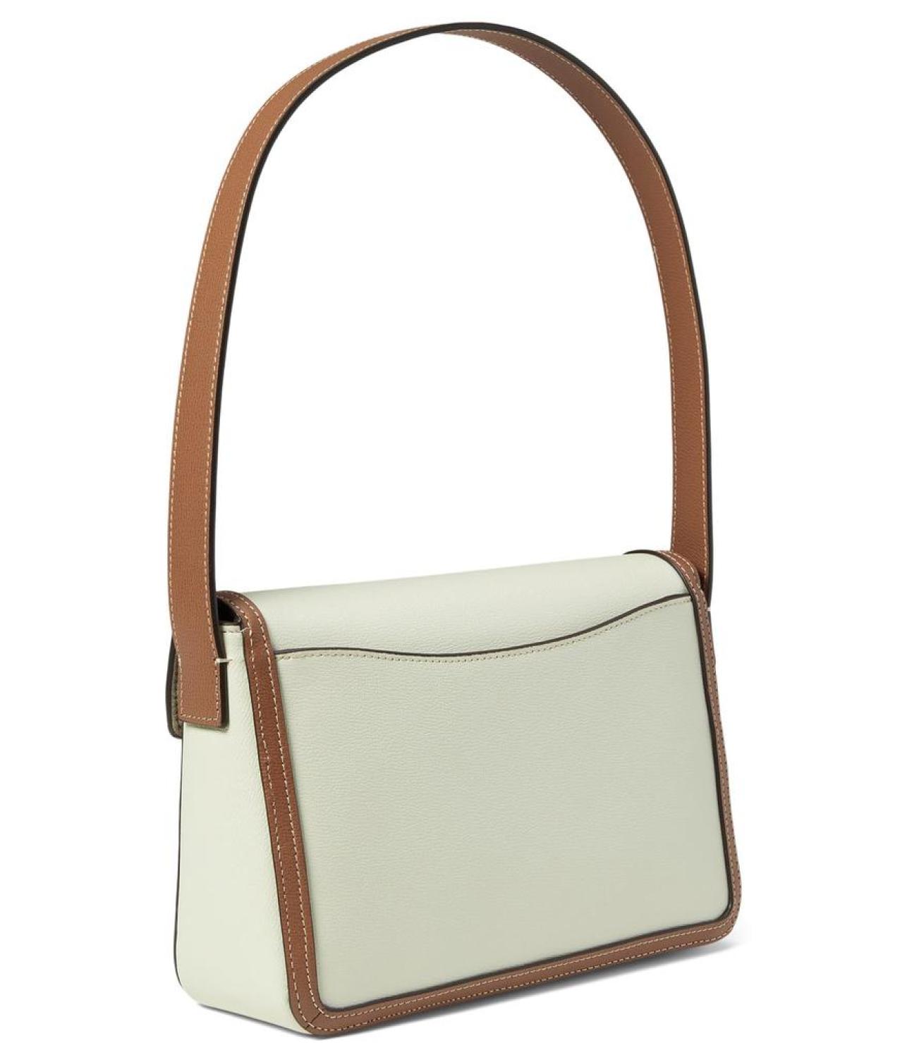 Katy Color-Blocked Textured Leather Medium Shoulder Bag