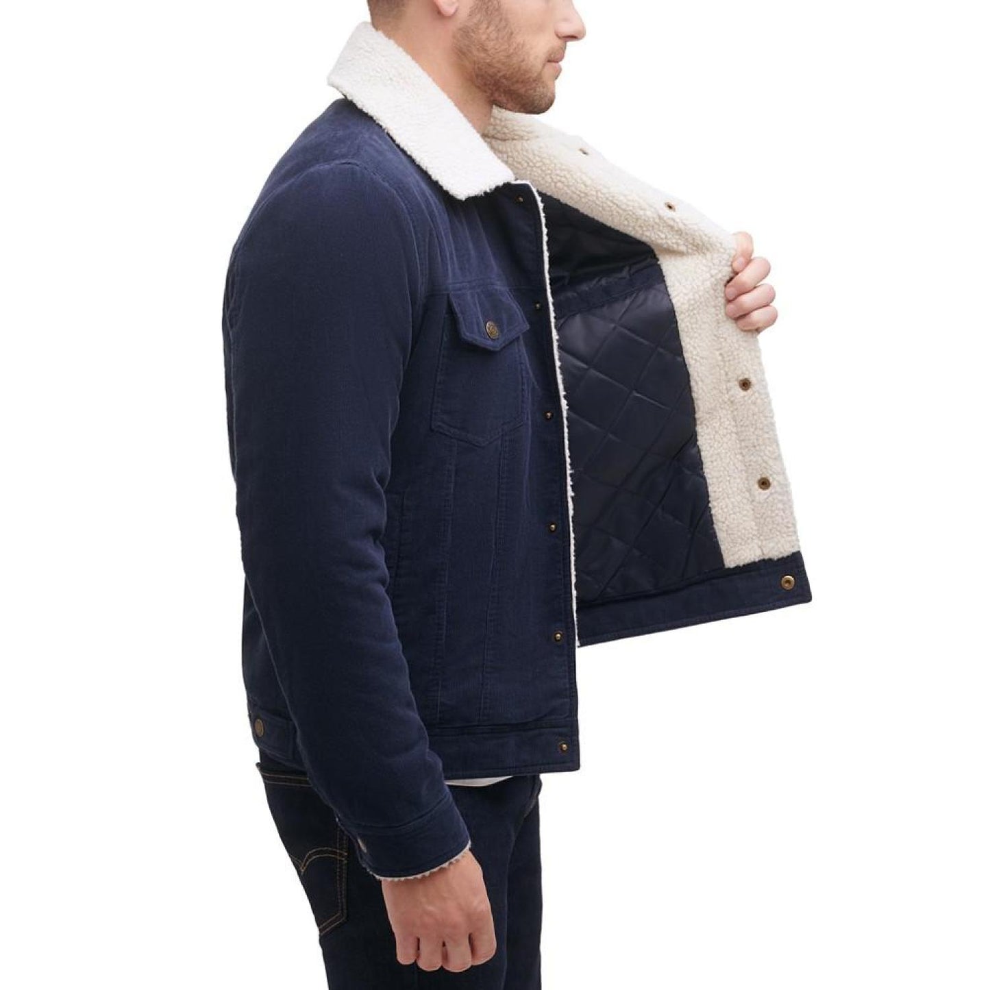 Men's Corduroy Bomber Jacket with Sherpa Collar