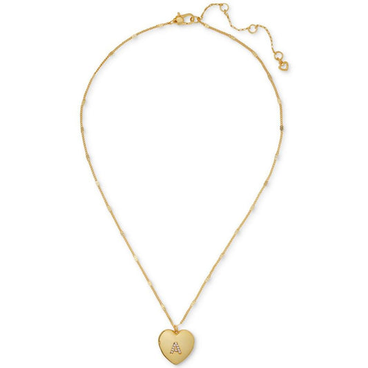 Gold-Tone Crystal A Locket Pendant Necklace, 16" + 3" extender