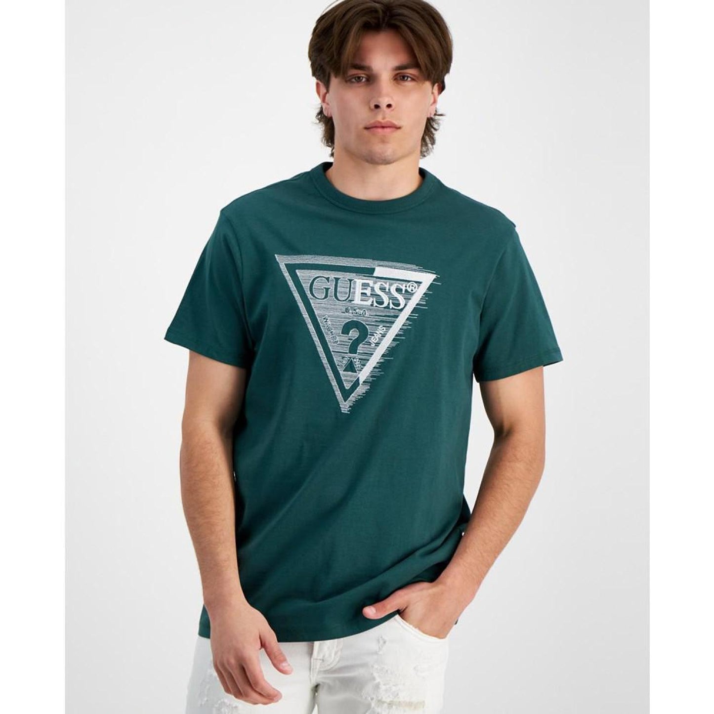 Men's Embroidered Shaded Triangle Logo Graphic T-Shirt