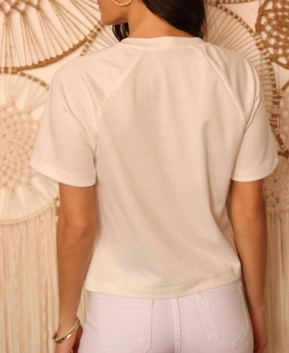 Kylee Short Sleeve Sweatshirt In White Blossom