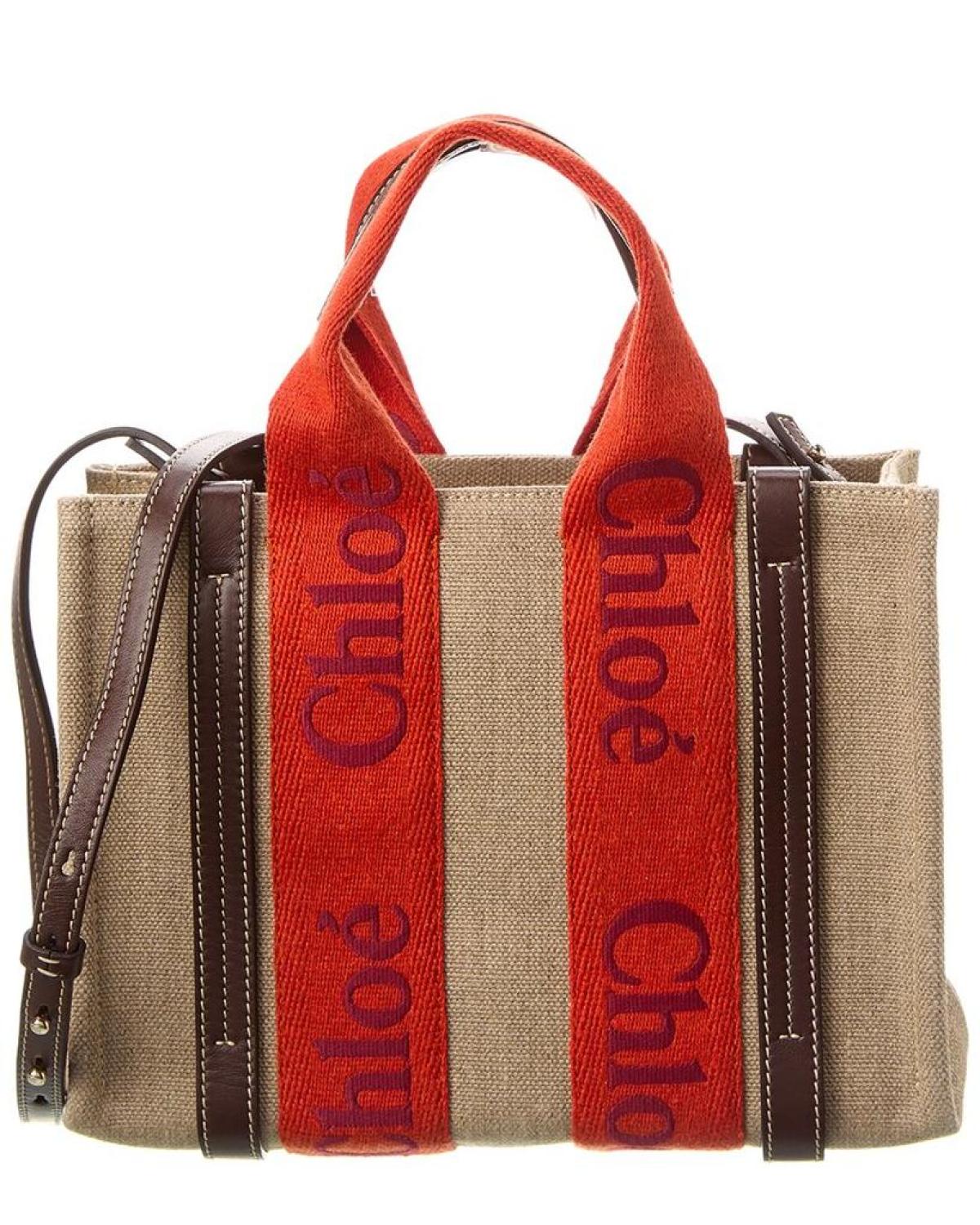 Chloé Woody Small Canvas & Leather Tote