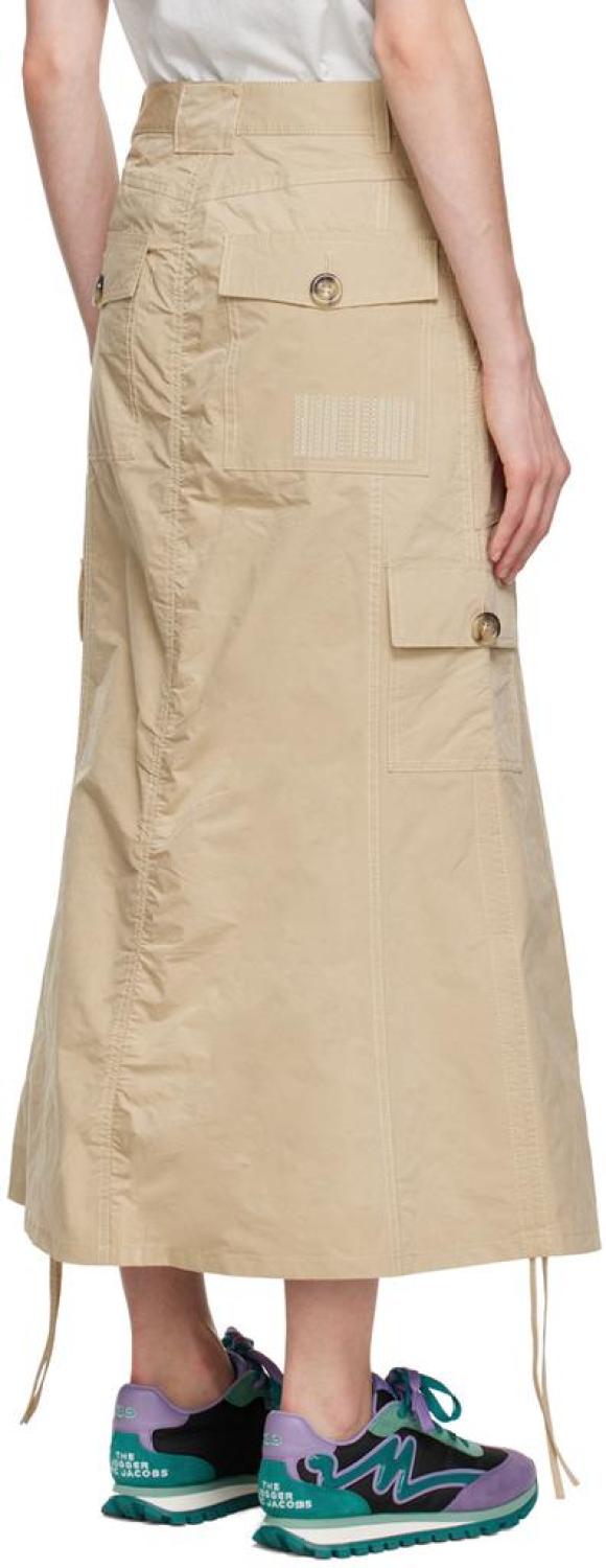 Beige 'The Cargo' Midi Skirt