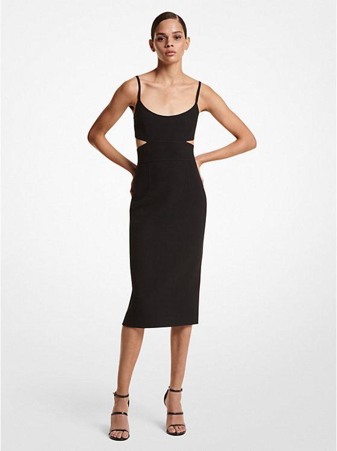 Stretch Wool Crepe Cutout Sheath Dress