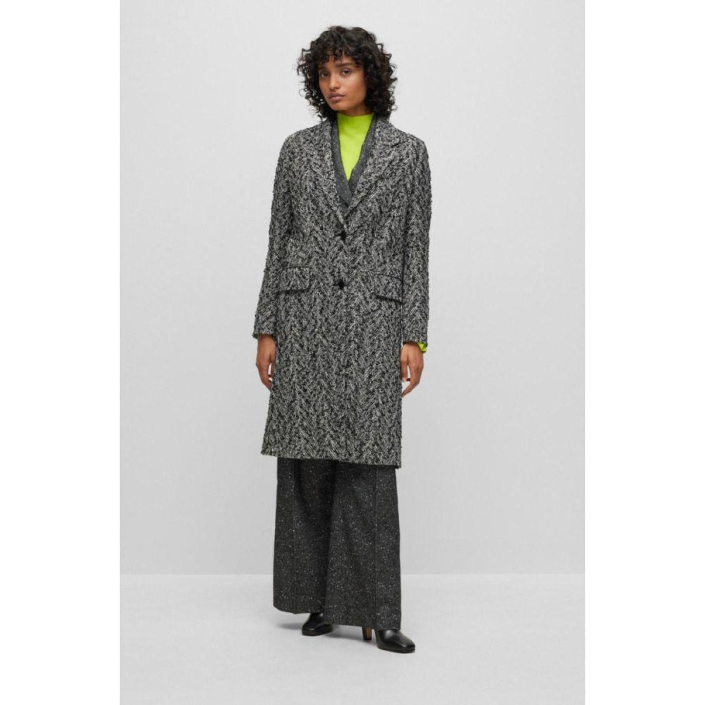 Slim-fit coat in a structured cotton blend