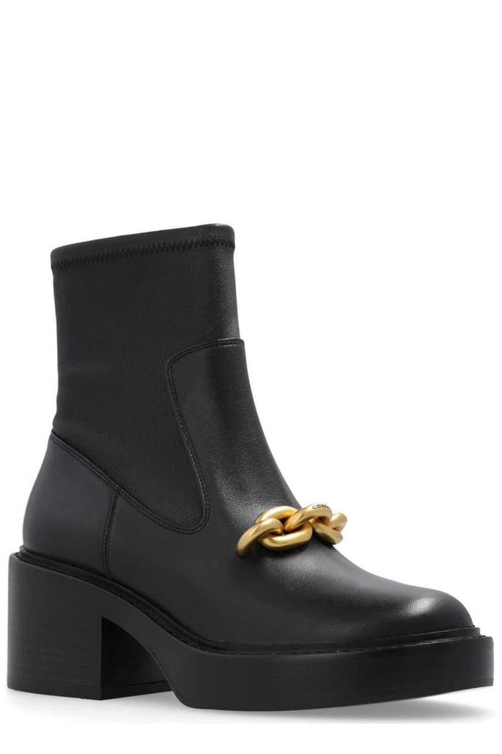 Coach Chain Detailed Ankle Boots