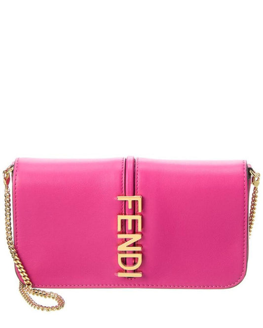 FENDI Fendigraphy Leather Wallet On Chain