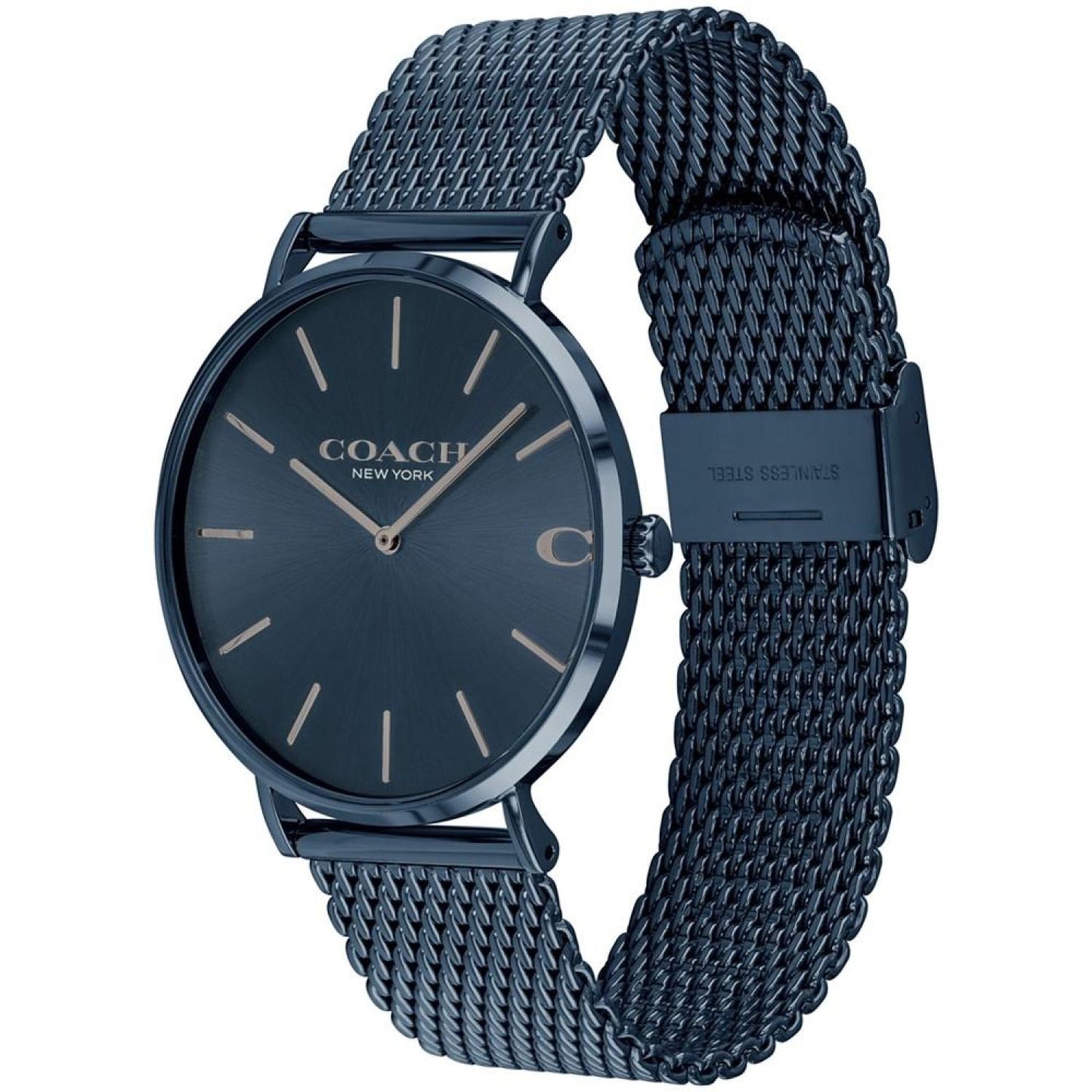 Men's Charles Blue Stainless Steel Mesh Bracelet Watch