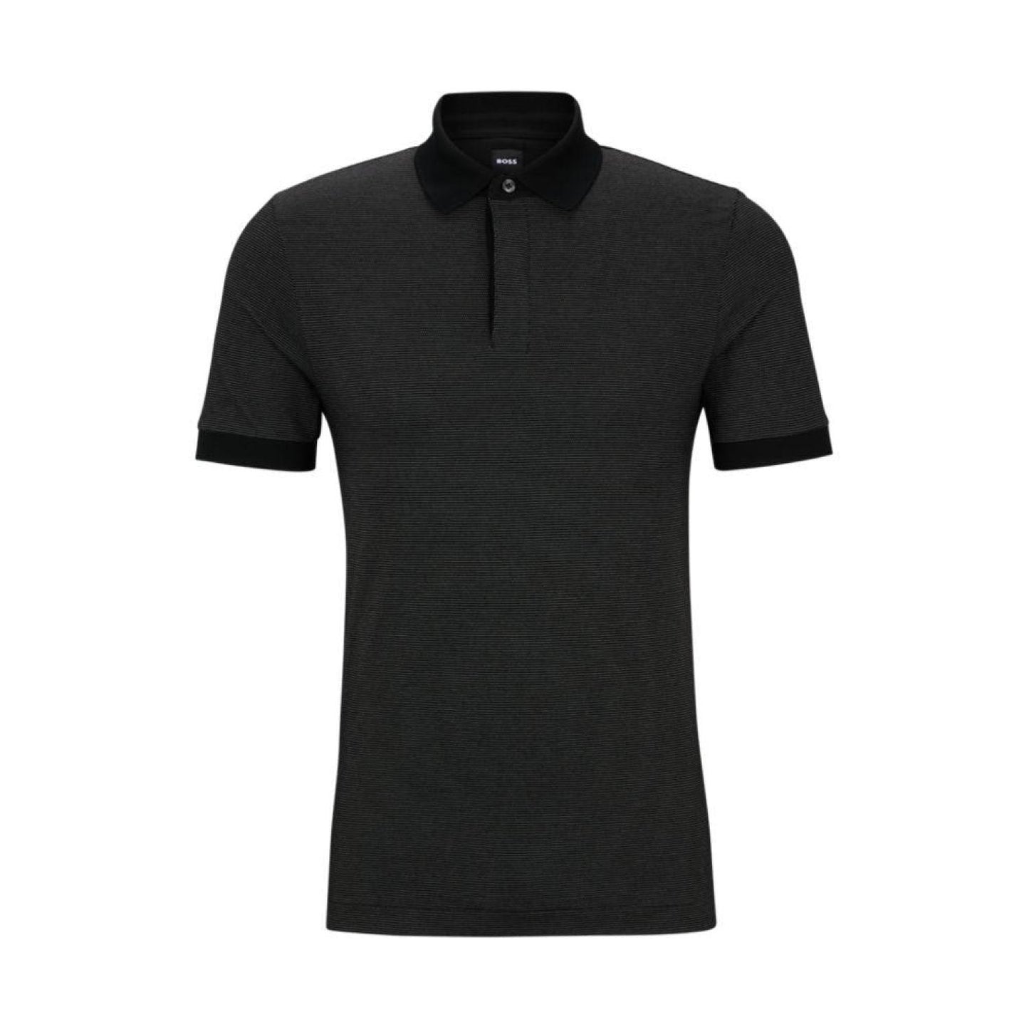 Slim-fit cotton-blend polo shirt with micro pattern