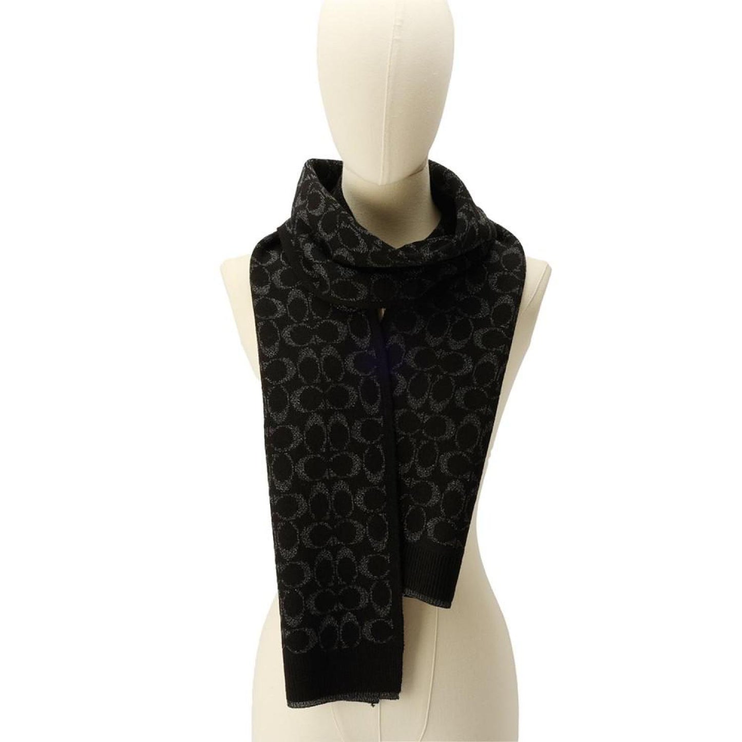 Women's Metallic Logo Ribbed-Knit Scarf