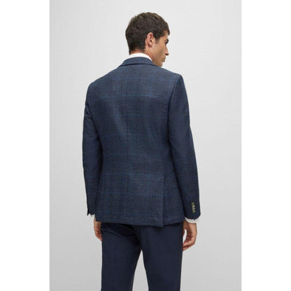 Slim-fit jacket in a checked stretch-wool blend